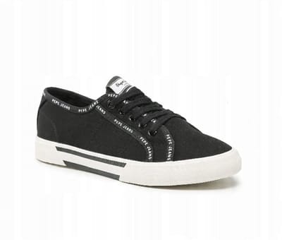 Pepe Jeans Brady Rib - Lage Sneakers - Zwart - Textiel - Maat 36