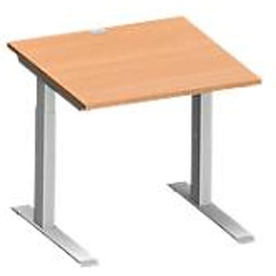 Schäfer Shop Genius MODENA FLEX bureau, C-poot rechthoekige buis, B 800 x D 800 mm, beuken/wit aluminium