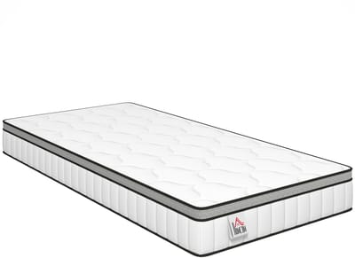 HOMCOM Matras - Gebreide jacquardstof, traagschuim - 190 x 90 x 20 cm - Wit