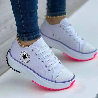 Dames High-End Merk Sportschoenen Comfortabel Ademend Dames Canvas Schoenen Casual Schoenen Platte Veterschoenen voor Dames 41 gray