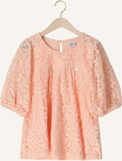Nono Tina Lace Top With Puffed Sleeve Tops & T-shirts Meisjes - Shirt - Lichtroze - Maat 146/152