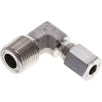 3/8'' NPT Buitendraad x 6L RVS Elbow 90deg Snijring 315 Bar DIN 2353 - FL2E-MC-ST-038N-06-L