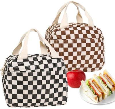 Dailygoods- Lunchbox Geïsoleerd - 2 Stuks - Koeltas Corduroy/Aluminiumfolie - Buitenzijzakken - Voor Werk/Familie/Picknick - Warmte-isolerend