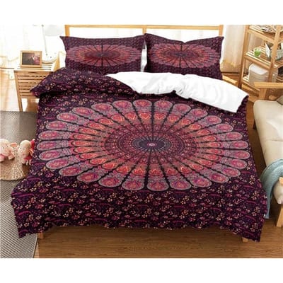 Bohemian Psychedelisch Mandala Patroon Dekbedovertrek Set Beddengoed Voor Volwassenen Kind Bedset Dekbedovertrek Met 1 Dekbed 2 Kussensloop EU single(135x200cm)