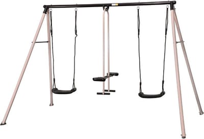 Hörby Bruk® Metalen Schommel - Inclusief Gratis Schommeltent - Voor 4 kinderen - Roestvrij Staal - Pastel Roze - 215X185X185cm - 100% gemaakt in Zweden - 10 jaar fabrieksgarantie - Schommelstoel - Duo schommelstoel - Schommel - Schommel voor buiten