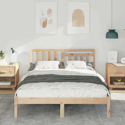 vidaXL - Bedframe - met - hoofdeinde - Bruin - 120 - x - 200 - cm - Massief - grenenhout