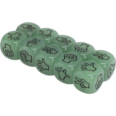 Dés de devinettes lumineux à 6 faces, ciseaux à roche légers, jeu de dés en papier pour jeu de société, 10 pièces