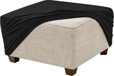 Poef Hoes - Voetenbank Beschermer - Meubels Vernieuwen - Zachte Gebreide Stof - 40 inch - Zwart