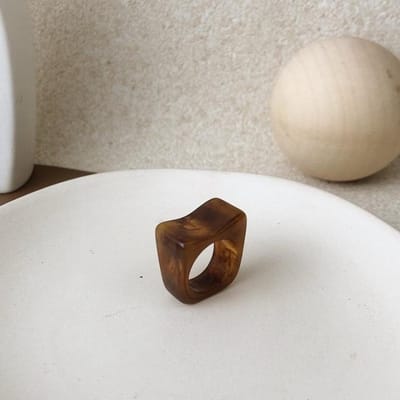 Chique Geometrische Transparante Hars Ringen Voor Vrouwen Ins Mode Irregulair Marmerpatroon Acryl Ring Vintage Sieraden Nieuw 10 white