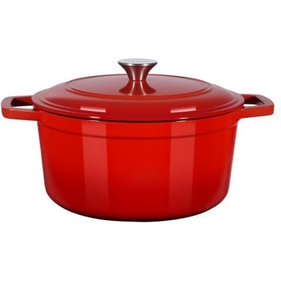 VEVOR Geëmailleerde Gietijzeren Braadpan, 5,68 L Braadpan voor Het Bakken van Zuurdesembrood, Robuuste Kookpan met deksel en 2 Handgrepen, Geschikt tot 260 °C, Vuurpot voor Koken en Frituren