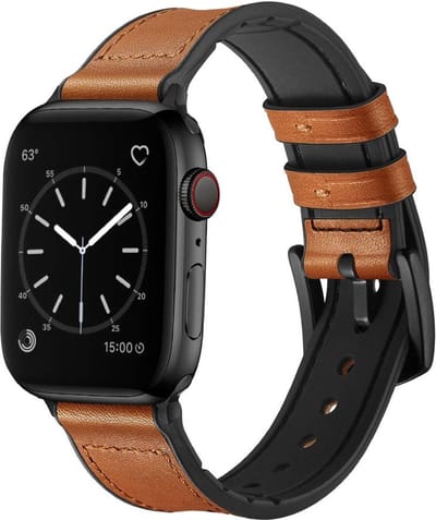 DrPhone LAB1- Lederen Armband - Geschikt voor iOS Horloge 38/40/41mm - Horlogeband - Bruin/Zwart
