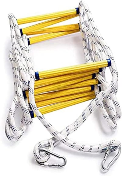 Touwladder Noodladder - Veiligheidsladder Evacuatie - Snelle Ontsnapping - Brandvertragend Materiaal - 5 Meter Lengte - Wit