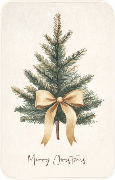 WC mat 50x80 cm - Antislip - Kerstboom - Kerst - Merry Christmas - Beige - Toiletmat - Vloermat - Douchemat - Toilet tapijt - Toiletmatten