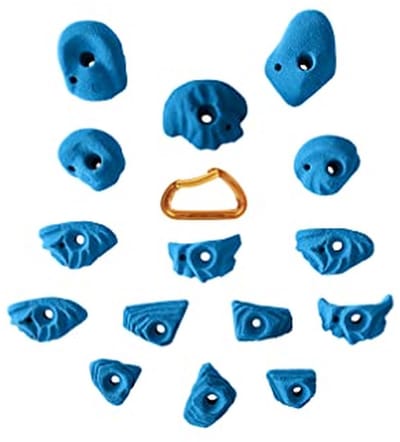 Klimgrepen Set - Boulderen Grepen - Thuis Klimmen - 15 Delige Set - Inclusief Bouten - Blauw