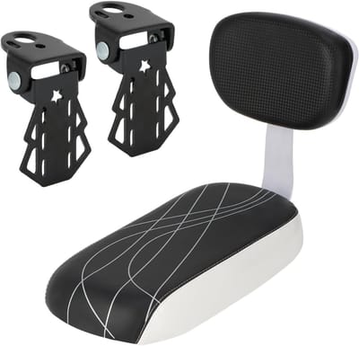 YOR® Fietsstoeltje voorzitje – fietsstoel Met Rugleuning – Fietsstoeltjes Met Pedalen – Fiets Stoel Midden Op Stang – Fietszitje Voor – Geschikt Voor Een Gewicht Minder dan 30 kg - Zwart - 41cm x 23cm x 11cm