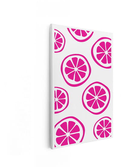 Artaza Canvas Schilderij Citroen - 60x90 cm - Wanddecoratie Fruit Modern - Muurdecoratie Abstract - Decoratie Roze Kamer - Roze