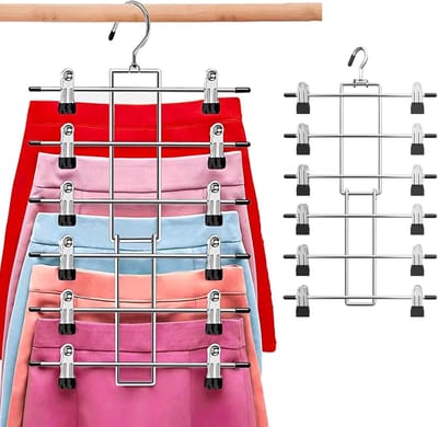 carmdering - Kledinghanger - Ruimtebesparend - Verticaal - Inklapbaar - Broekhanger - Kunststof - RVS - Kledinghangers - Kledinghangers broeken - Jeans - Broeken - MultiHanger - Multifunctioneel - 2 stuks