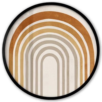 Poster in lijst Rond - Fotolijst 40x40 cm - Posters - Minimalistisch - Boog - Lijnen - Beige - Ronde posterlijst zwart - Decoratie - Wanddecoratie woonkamer - Muurdecoratie slaapkamer