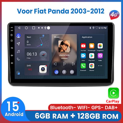 Awesafe Autoradio 6GB+128GB met Carplay en Android auto - Geschikt Voor Fiat Panda 2003 t/m 2012 - Radio scherm met Navigatie GPS - 8 Kern V1PRO Versie - Draadloos Apple Carplay & Android