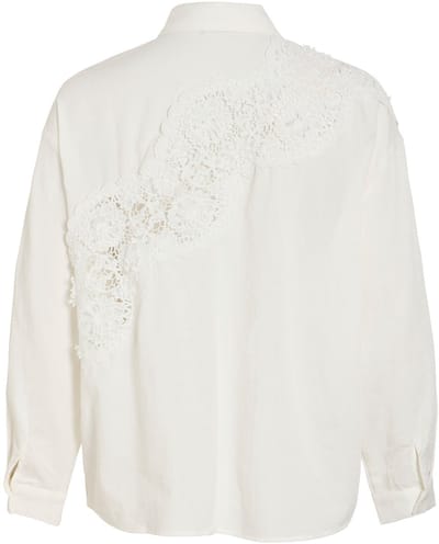 Vila Blouse Vicarlota L/s Shirt 14120463 Snow White/lace Dames Maat - W42