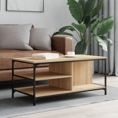 vidaXL - Salontafel - 100x50x45 - cm - bewerkt - hout - sonoma - eikenkleurig