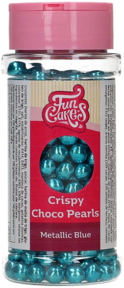 FunCakes Crispy Choco Pearls - Metallic Blue - 60g - Chocolade Taartdecoratie