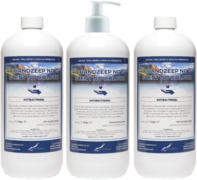Handzeep No Scent No Colour 1 liter - set van 3 stuks - met gratis pomp - Voordeelverpakking