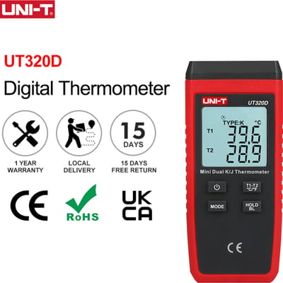 UNI-T UT320D K/J Thermokoppelthermometer UT320A Mini digitale temperatuurmeter -50 ~ 1200 ℃   Contacttype thermometers