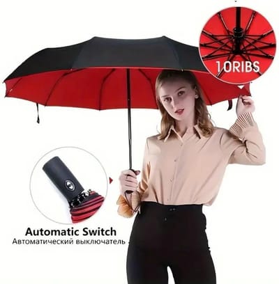 Bovista Moderne Stormparaplu - Opvouwbaar - Windproof Paraplu - Stormproef - Automatisch Uitklapbaar - Umbrella - Windproef - Zwart