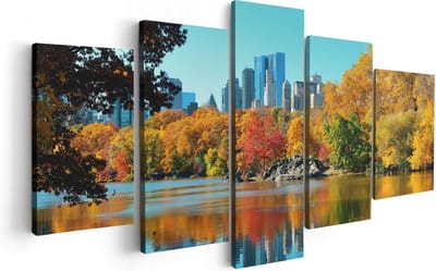 Artaza Canvas Schilderij Vijfluik Central Park In New York Tijdens De Herfst - 100x50 - Foto Op Canvas - Canvas Print