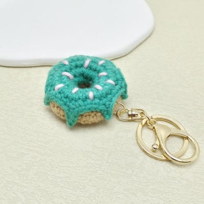 Schattig Fruittaart Ontwerp Haak Sleutelhanger Breien Taart Sleutelhangers Zoete Donut Sleutelhangers Gepersonaliseerde Accessoires blue
