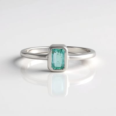 Cavill - Zilveren ring 925 Sterling met 0,507 ct Paraiba kleurige smaragd - Geplatineerd - Achthoekig trapgeslepen design - Luxe damesring