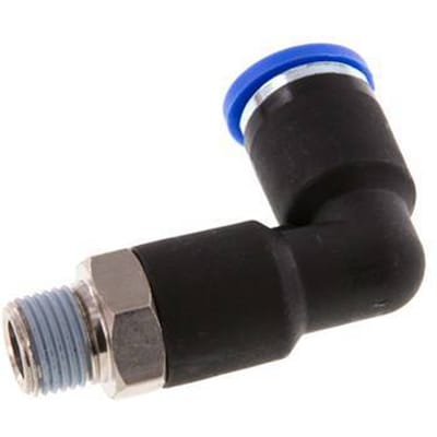8mm x R1/8'' 90 graden L-verbinding Messing/PA 66 Insteekfitting Buitendraad Lange Behuizing Draaibaar NBR [2 Stuks]