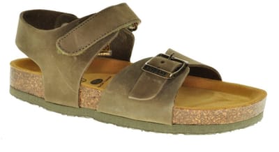 Plakton Lederen Kaki Kindersandaal In Leder Met Velcro Gesp maat 25