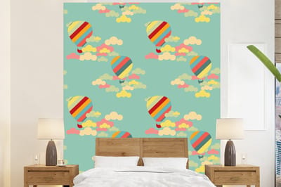 Behang - Fotobehang Luchtballon - Patronen - Baby - Breedte 225 cm x hoogte 280 cm