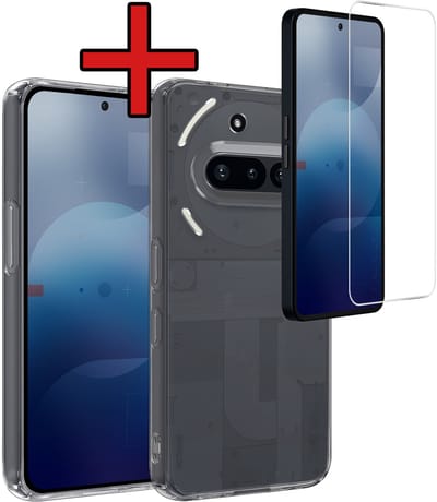 Hoesje - Met Screenprotector - Geschikt voor Nothing Phone (3a) - Sterk & Shockproof - Telefoon Hoes - Back Cover - Siliconen Case - Telefoonhoes - Transparant