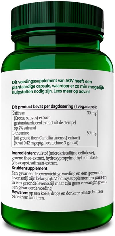 AOV 830 Saffraan & L-theanine - 2 x 30 vegacapsules - Voordeelverpakking