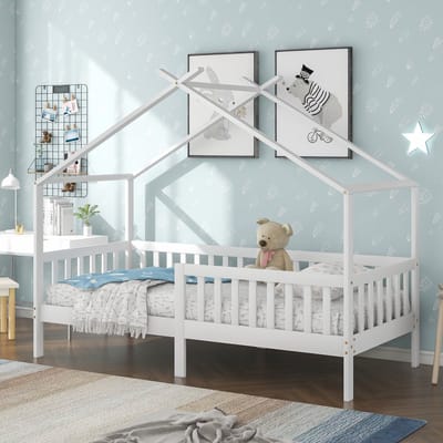 PHOEBE CAT Kinderbed - 90 x 200 cm - Massief hout - Met zijhekken - Wit