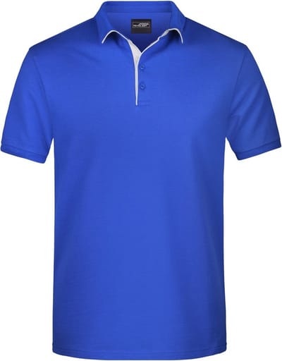 Grote maten polo shirt Golf Pro premium blauw/wit voor heren - Blauwe plus size herenkleding - Werk/zakelijke polo t-shirts 3XL