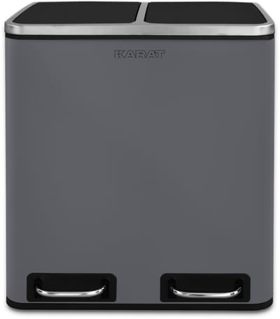 Floordirekt Afvalbak Keuken Felix - 2 × 30 L - Donkergrijs - 2-Voudig Afvalscheidingssysteem - Pedaalemmer Keuken - Soft-Close & Luchtdicht - Kunststof Binnenemmer - Met Klapdeksel