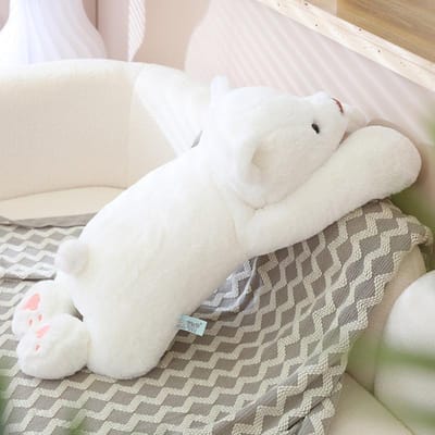 60-120cm Schattig Pluche Slaapbeer Kussen Kawaii Lange Arm IJsbeer Pop Zacht Knuffeldier voor Kinderen Cadeaus 60cm