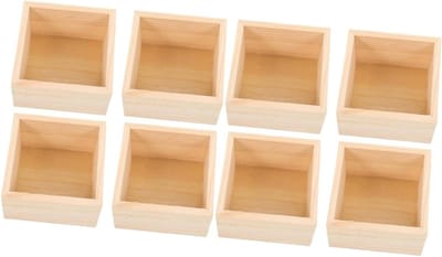Houten Opbergdozen - Ambachtelijke Kistjes - Kleine Spullen Organiseren - Natuurlijk Hout - Set van 8 - Houtkleur
