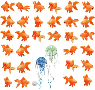30 stuks kunstmatige vissen voor aquariumdecoratie, drijvende kwallen en aquatische planten