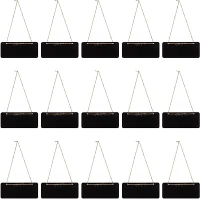 15 Stuks Mini Hangende Schoolbordjes 18.5x8cm - Houten Rectangle Bordjes voor Thuis en Kantoor, Ideaal voor Notities en Decoratie