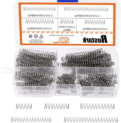 Assortiment van 200 Stuks Compressieveren in 5 Maten van RVS voor Mechanische Toepassingen en DIY Projecten, 5 Maten 10 20 30 40 50mm L