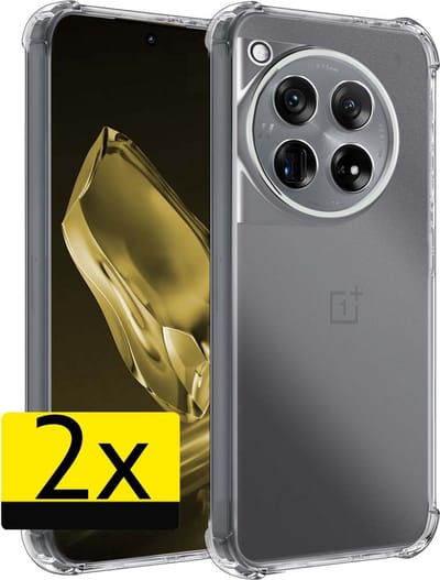 Hoesje - 2 Stuks - Geschikt voor OnePlus 12 - Sterk & Shockproof - Siliconen Case - Back Cover - Telefoon Hoes Shock Proof - Telefoonhoesjes - Transparant
