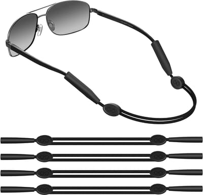 Verstelbare brillensnoeren - 4 stuks - zonder staart - antislip - universele houder - brillenhouder voor mannen en vrouwen - brillenkoord om de hals - zwart
