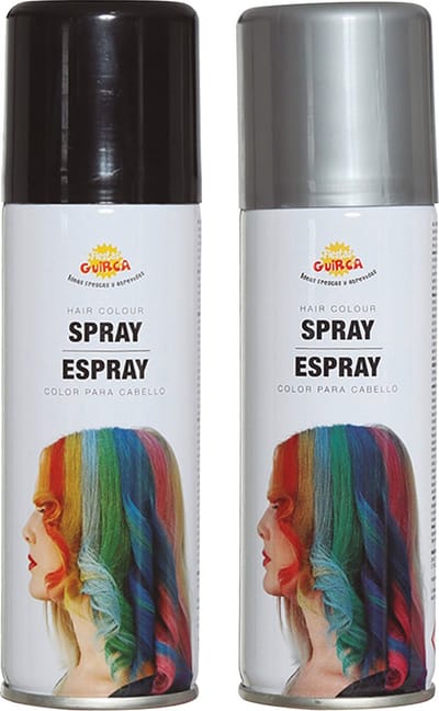 Fiesta Guirca Carnaval verkleed haar verf/spray - zwart en zilver - spuitbus - 125 ml
