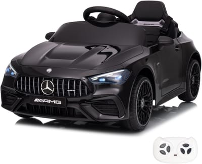 Mercedes-Benz CLE53 AMG 12V Elektrische Kinderauto 1 tot 5 jaar – Officieel Gelicentieerd met Vernieuwde Li-ion Batterij – Luxe Coupé met Synthetisch Leder Zitje, EVA-Wielen & Bluetooth – Zwart