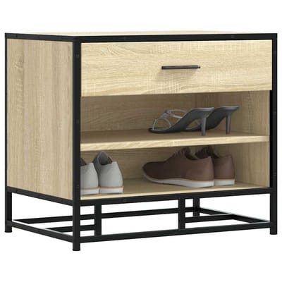 vidaXL - Schoenenbank - 60x40x53,5 - cm - bewerkt - hout - en - metaal - sonoma - eiken